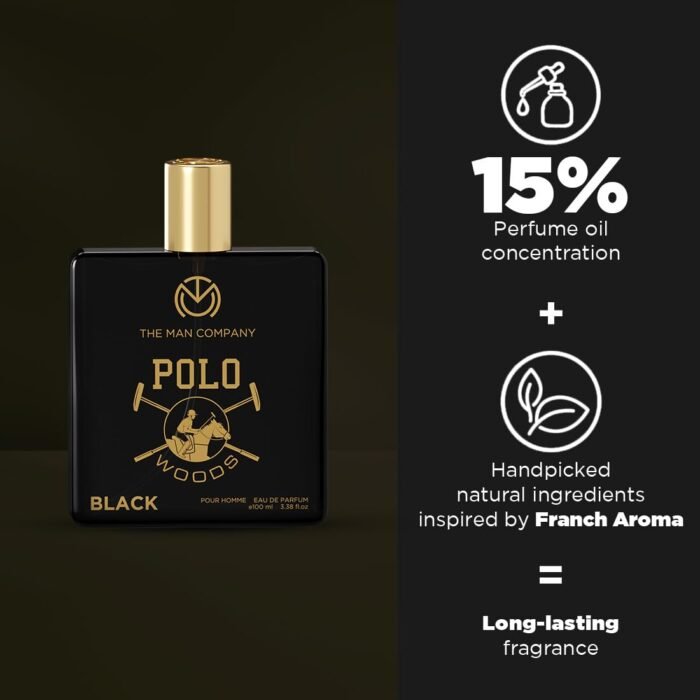 The Man Company Polo Black Perfume for Men – 100 ml | Premium Long Lasting Fragrance Spray | Eau De Parfum | Citrusy, Earthy & Spicy | Date Night Body Spray - Image 2