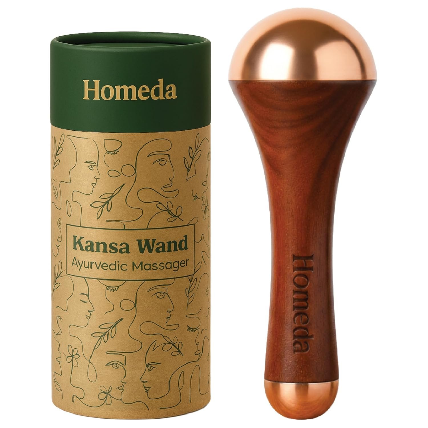 Homeda Kansa Wand for Foot Massage, Kansa Vati Foot 1 Homeda Kansa Wand for Foot Massage, Kansa Vati Foot Massager with Teak Wooden Handle, Kasa, Kasya Vati, Kansya Wati, Kashyachi Swakansa Vati for Body Wellness, Detox (Both Side Bronze Cap - 13cm) - Image 1