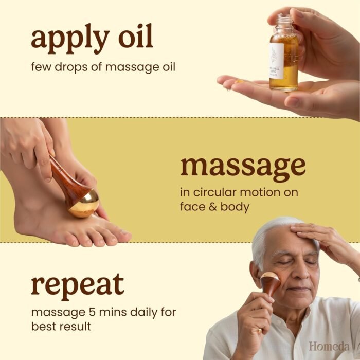 Homeda Kansa Wand for Foot Massage, Kansa Vati Foot Massager with Teak Wooden Handle, Kasa, Kasya Vati, Kansya Wati, Kashyachi Swakansa Vati for Body Wellness, Detox (Both Side Bronze Cap - 13cm) - Image 4