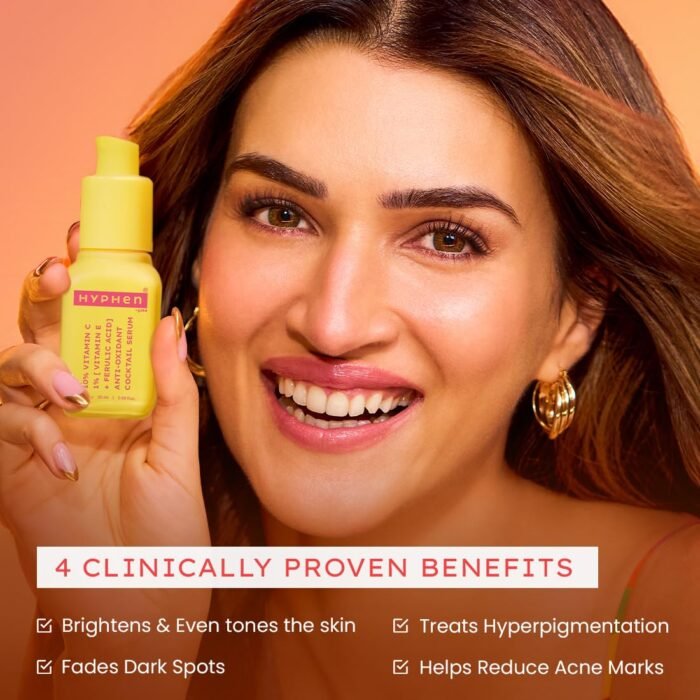 Hyphen 10% Vitamin C, 1% Vitamin E & Ferulic Acid Serum| Clinically Tested to Brighten, Treat Dark Spots & Pigmentation | 12Hr Slow Release Formula| Non-Irritating, Suitable for Sensitive Skin – 20ml - Image 4