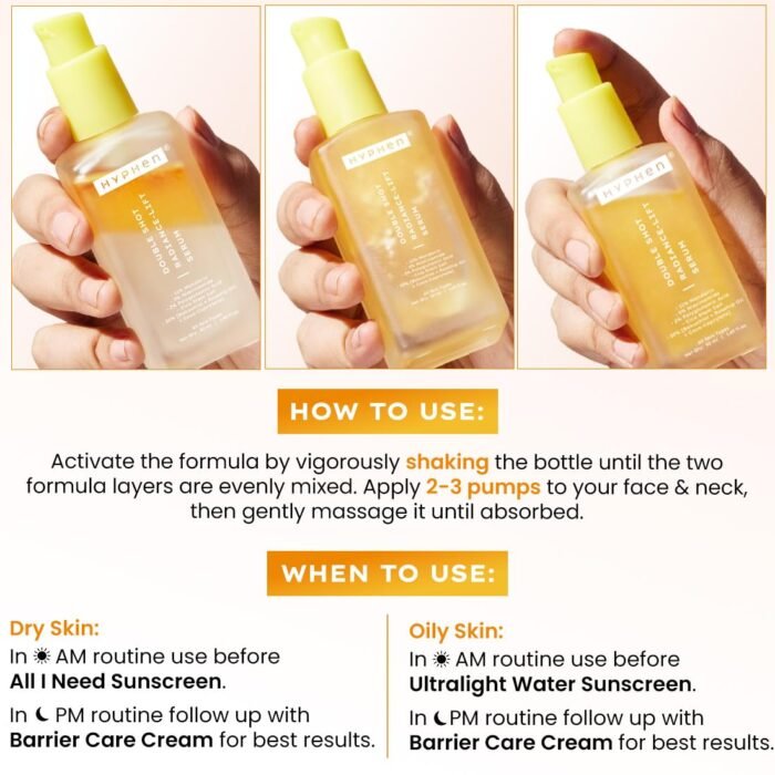 Hyphen 18% Brightening + 20% Collagen Face Serum | Double Shot Serum with 11% Mandarin 5% Niacinamide 2% PGA & Bakuchiol | Winter Skincare | Brightening, Hydrating & Collagen Boost for Dry Skin - 50ml - Image 9