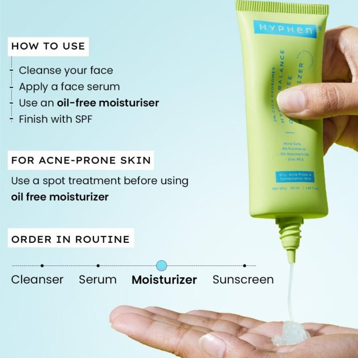 Hyphen 2% Cica Exosomes Oil-Free Moisturizer | Winter Skincare | 10X Deeper Hydration | Lightweight Water Gel with 5% Niacinamide | Controls Oil, Non-Comedogenic | Acne-Prone, Dry & Oily Skin - 50ml - Image 8