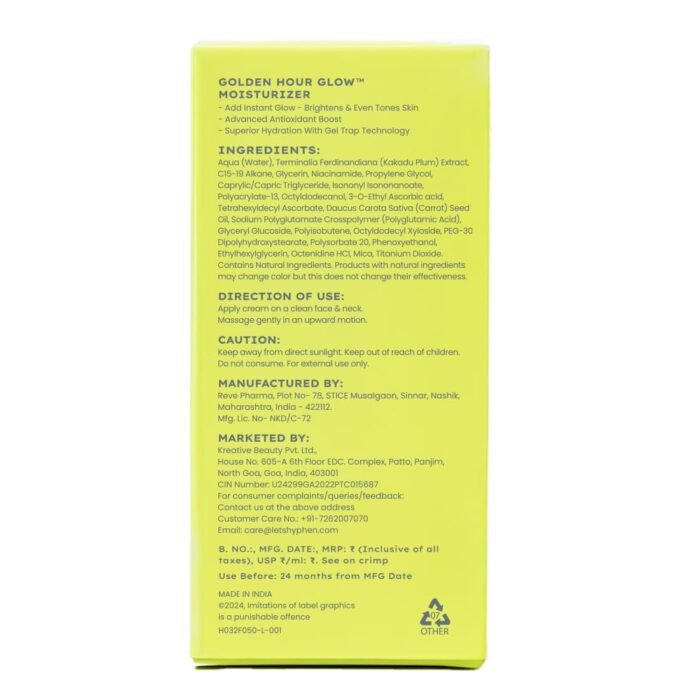 Hyphen Brightening Face Moisturizer with THD- 20% Kakadu Plum, Highly Stable Vitamin C| 3% Niacinamide- Dark Spots & Pigmentation | Lightweight Gel Cream Moisturizer for Dry, Oily, All Skin Type -50ml - Image 2