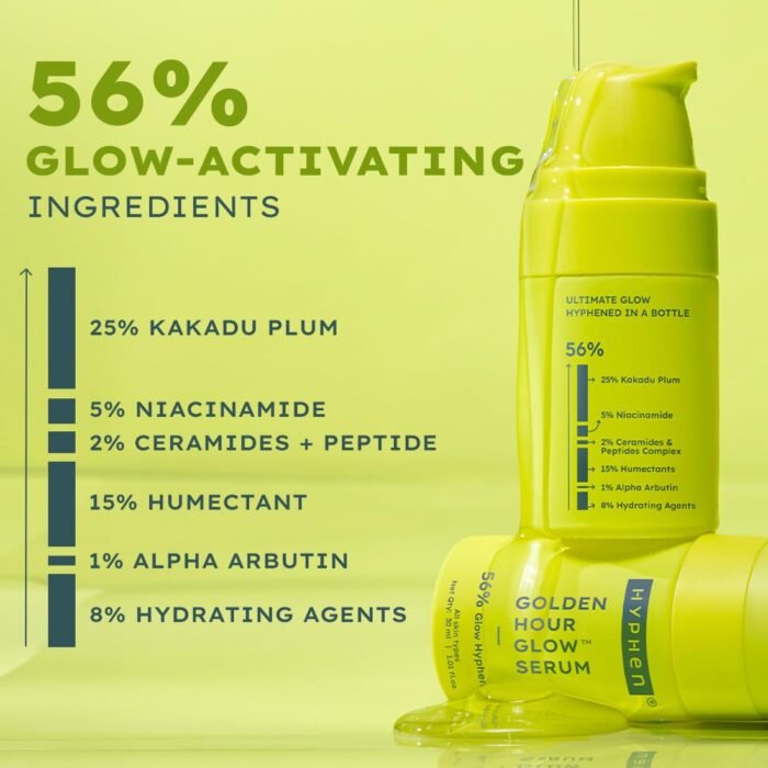 Hyphen Brightening Face Serum with 5% Niacinamide, 1% Alpha Arbutin & 25% Kakadu Plum | 20X Vitamin C for Glowing Winter Skin | Hydrating Serum for Dark Spots, Pigmentation & Dryness | All Skin Types – 30ml - Image 5