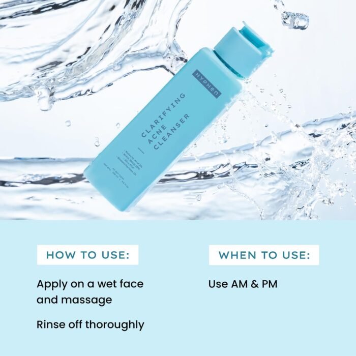 Hyphen Clarifying Acne Face Wash for Women and Men | Cleanser For Acne Prone Skin with Salicylic Acid 2%, Zinc PCA, Witch Hazel 10% | Oil Control Pore Cleasning | Antibacterial & Non-Drying - 100ml - Image 6