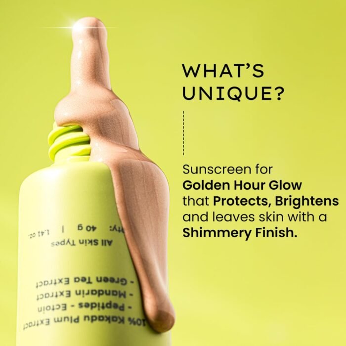 Hyphen Golden Hour Glow Sunscreen Spf 50 Pa++++ Dewy Glow & Bright Skin| Vitamin C Rich-10% Kakadu Plum & Peptides| Winter Sunscreen Moisturizer for Women & Men|Lightweight & Non Greasy, Uv & Blue Light Protection|Dry & All Skin Types - 40G - Image 4