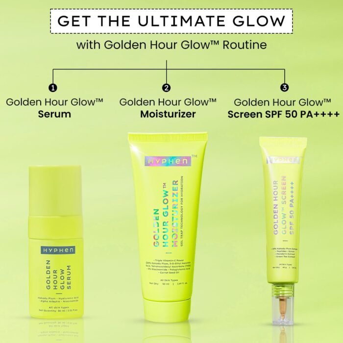 Hyphen Golden Hour Glow Sunscreen Spf 50 Pa++++ Dewy Glow & Bright Skin| Vitamin C Rich-10% Kakadu Plum & Peptides| Winter Sunscreen Moisturizer for Women & Men|Lightweight & Non Greasy, Uv & Blue Light Protection|Dry & All Skin Types - 40G - Image 8