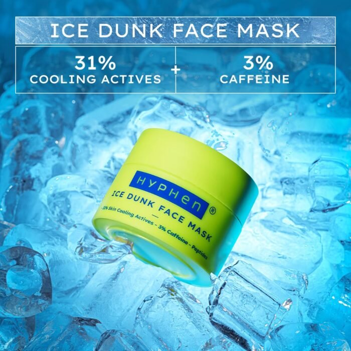 Hyphen Ice Dunk Instant Cooling Face Mask with 31% Skin Cooling Actives | 3% Caffeine - Instant Depuff, Tightening & Pore Reduction | Winter Face Care Routine | Collagen Boost Cryo Therapy Face Pack For Glowing Skin - 50 gm - Image 2