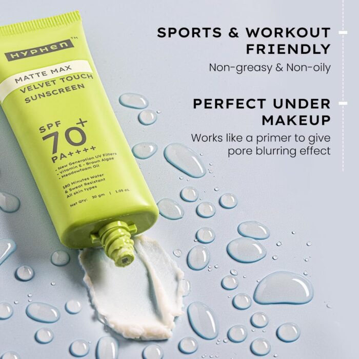 "Hyphen Matte Max Velvet Touch Sunscreen Spf 70+ Pa++++|Sun Protection|Sun Shield|Moisturizes And Soothes Skin|12 Hrs Uva-Uvb Protection|Sunscreen Spf No White Cast, Combination & All Skin Types-30G " - Image 3