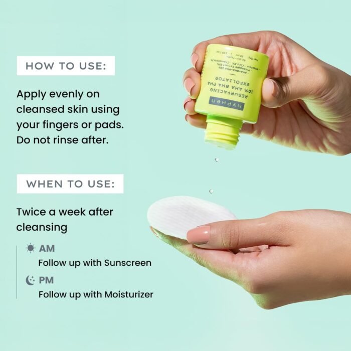 Hyphen Resurfacing 10% AHA BHA PHA Exfoliator | Instant Exfoliation with 20% Pineapple Extract | Leave-on Serum | Smoothens Texture, Unclogs Pores, Non-irritating | Facial Serum for Men & Women - 50ml - Image 5