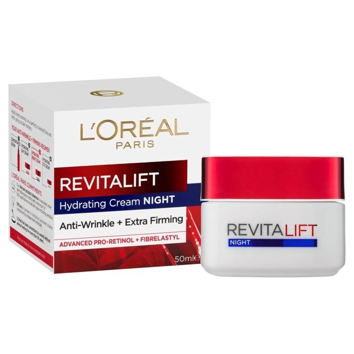 L'Oreal Paris Anti-Ageing Night Cream, With Pro-Retinol and Fibrelastyl, Hydrated & Smoother Skin, Revitalift, 50ml - Image 5