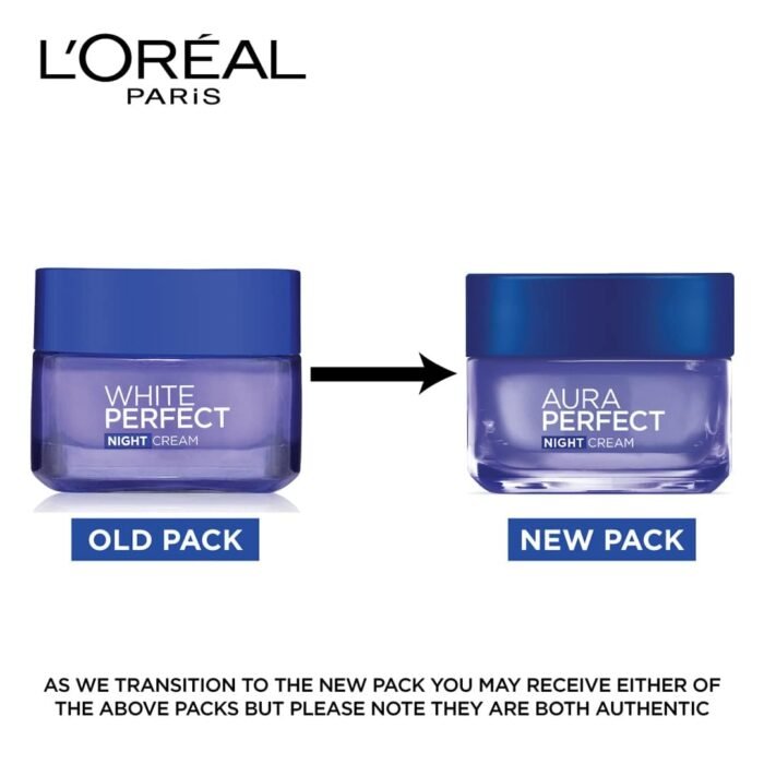 L'Oréal Paris Aura Perfect Night Cream, Vitamin C and E with Tourmaline, Brightening and Moisturising, 50ml - Image 2
