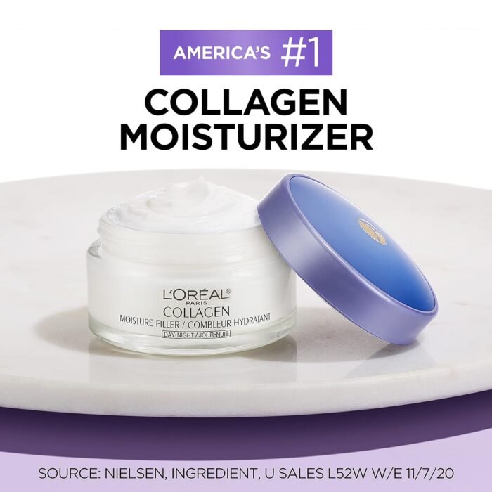 L'Oreal Paris Collagen Moisturizer Filler Fragrance-Free Day and Night Cream, 1.7 oz - Image 3