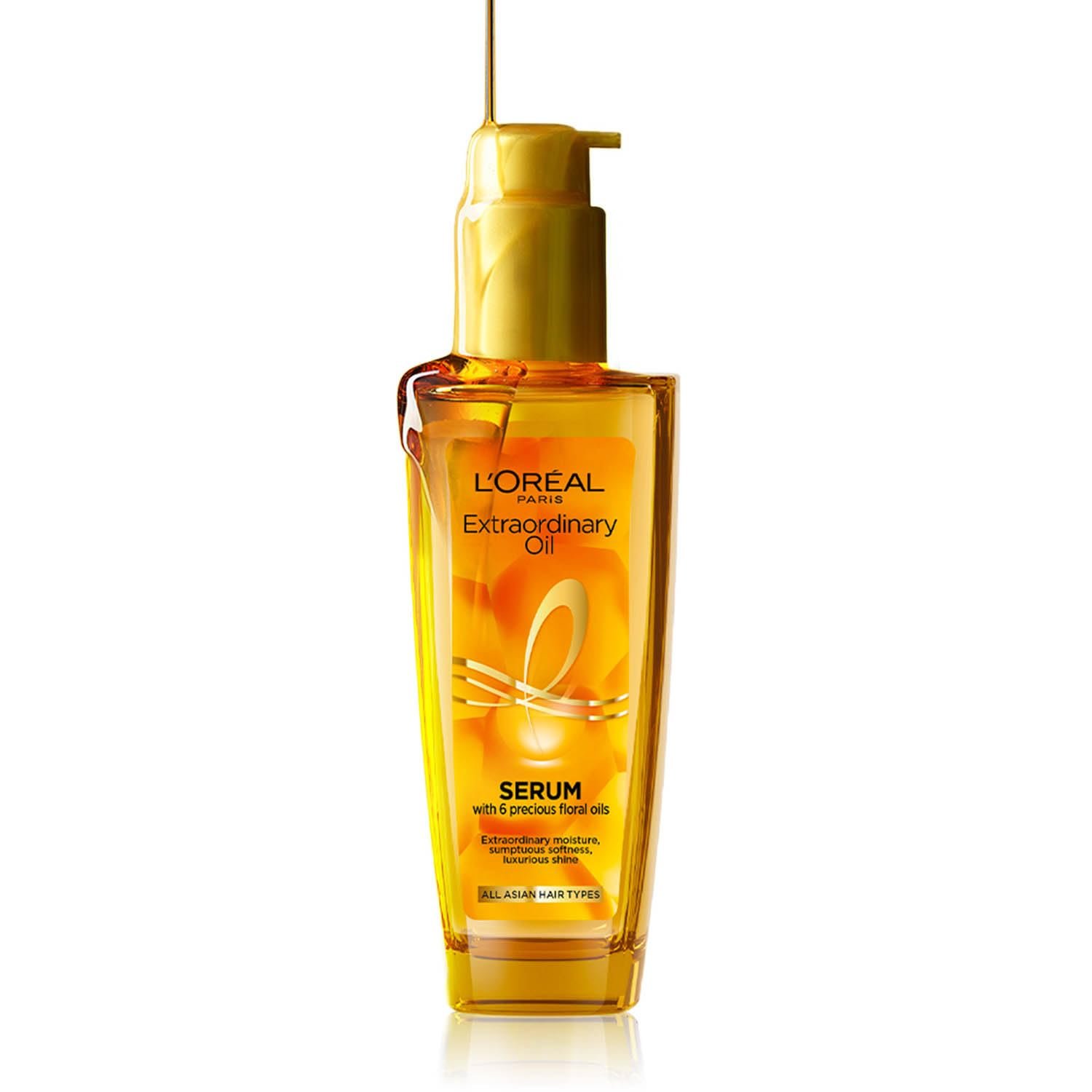 L'Oreal Paris Extraordinary Oil Hair Serum Powered by Floral Oils for All Hair Types, Volume- 100 ml, Makes hair frizz-free, stronger, shiny and provides UV and Heat Protection, Lightweight Formula - Image 1