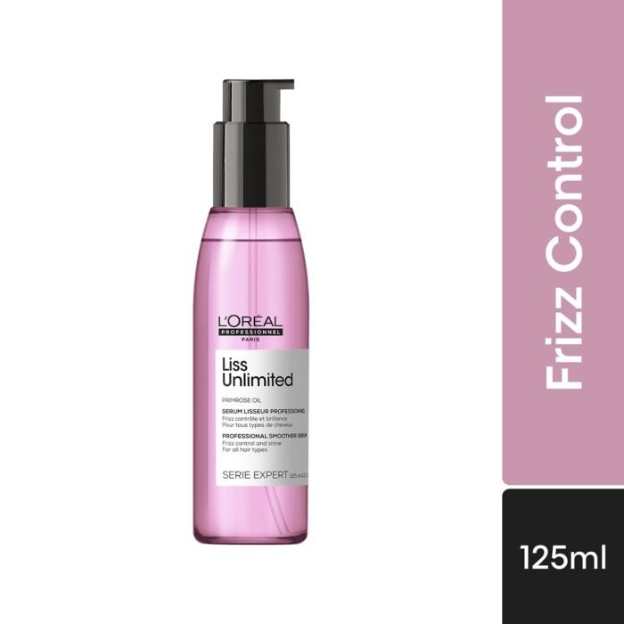 L'Oréal Professionnel Liss Unlimited Leave-In Hair Serum for Frizzy & Unruly Hair - 125ml | Intensive Smoothing Serum for Frizz-Control | Enriched with Primrose Oil | Increases Softness & Shine - Image 7