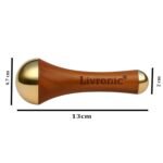 Livronic Ayurvedic Dual Kansa Wand massager | Both Side Bronze Cap - Certified Kansa Ayurveda Face Yoga Beauty Tool - Facial,Neck & Under-eye Massage with Orginal Teak wood Handle - Image 2