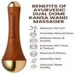 Livronic Ayurvedic Dual Kansa Wand massager | Both Side Bronze Cap - Certified Kansa Ayurveda Face Yoga Beauty Tool - Facial,Neck & Under-eye Massage with Orginal Teak wood Handle - Image 3