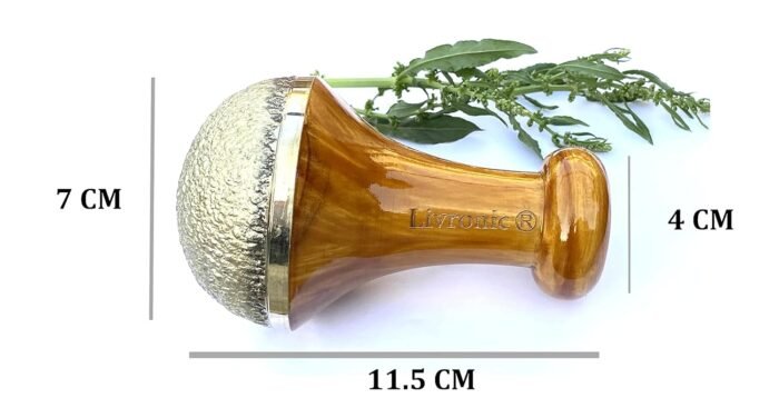 Livronic® Kansa Vati Foot Massager | Kansa wand foot massager with Teak Wood Handle | Ayurvedic Bronze Kasya Vatki / Kansya Bowl (Katori) Vati | Detox, Foot Relaxation & Stress Relief Tool | Swakansa (Large) - Image 2