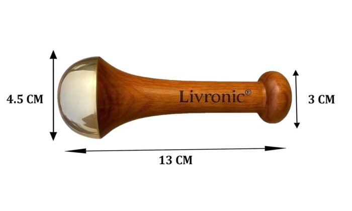 Livronic Kansa Wand Massager for face,Body & Foot| Kansa Vati Foot Massager with Teak Wooden Handle | 100% Bronze Kasa/Kasya Vati |Ayurvedic Kansya Wati for Body Wellness, Detox & Relaxation (4.5 cm Bronze Cup) - Image 2