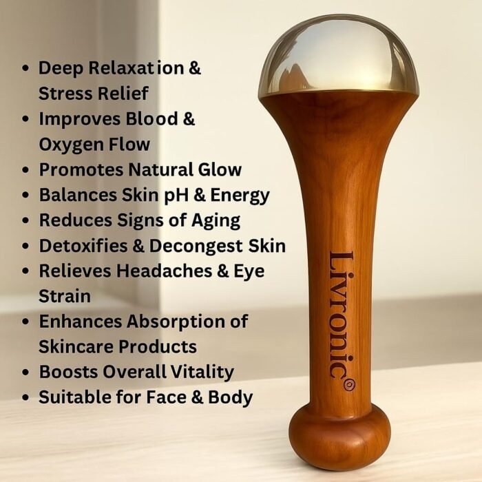 Livronic Kansa Wand Massager for face,Body & Foot| Kansa Vati Foot Massager with Teak Wooden Handle | 100% Bronze Kasa/Kasya Vati |Ayurvedic Kansya Wati for Body Wellness, Detox & Relaxation (4.5 cm Bronze Cup) - Image 4