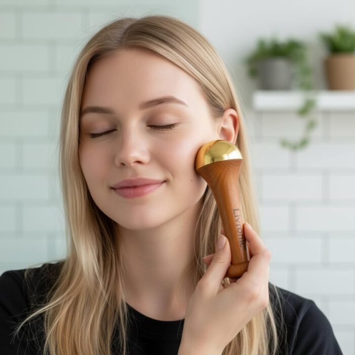 Livronic Kansa Wand Massager for face,Body & Foot| Kansa Vati Foot Massager with Teak Wooden Handle | 100% Bronze Kasa/Kasya Vati |Ayurvedic Kansya Wati for Body Wellness, Detox & Relaxation (4.5 cm Bronze Cup) - Image 5