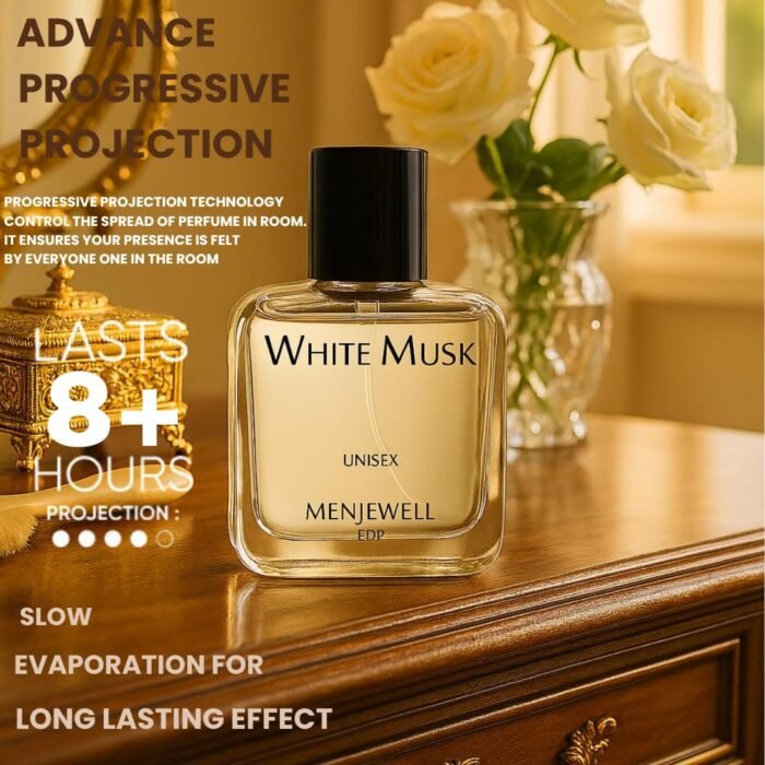 Menjewell - White Musk,Unisex Long Lasting Eau De Parfum For Men and Women With Rose,Amber,Musk,Peach, Ideal for Everyday Use,Luxurious EDP Floral Fragrance,50ml - Image 6