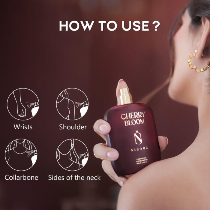 Nisara Cherry Bloom Gourmet Perfume For Woman 100 ml | Long Lasting Eau De Parfum | Fruity - Floral Fragrance With | Cherry, Plum, Tuberose, Vanilla, Musk, Amber, Sandalwood | EDP Scent spray for Women | Premium Perfume For Her - Image 6