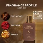 Nisara Dark Whispers 50ml Strong Unisex Parfum For Men and Woman | Unisex Long Lasting Parfum | Premium Perfume | parfum for Gift Amber Oud Musk notes| With Oud Wood, Raspberry, Saffron, Rose, Musk | EDP Scent for Men & Woman - Image 2