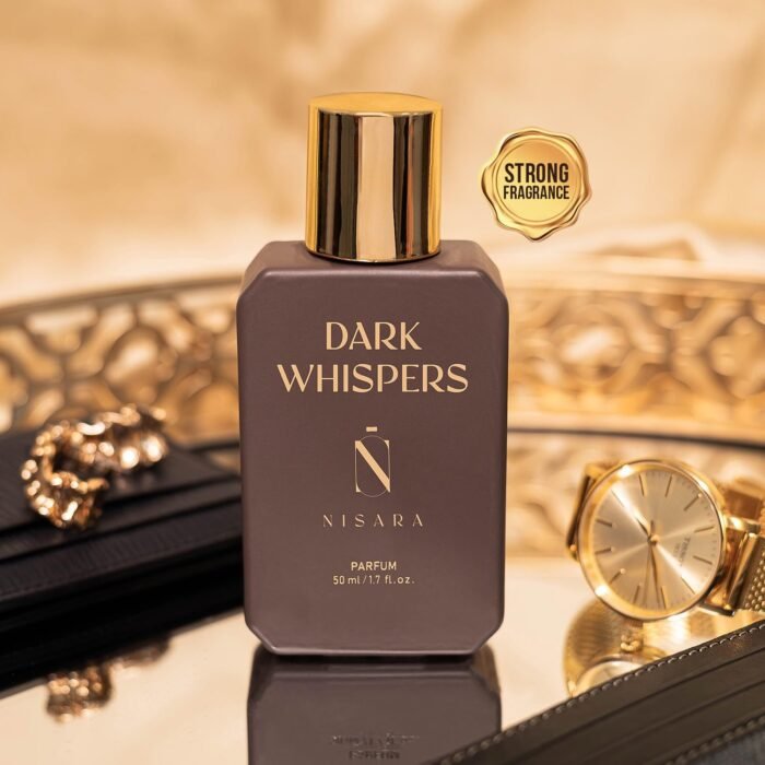 Nisara Dark Whispers 50ml Strong Unisex Parfum For Men and Woman | Unisex Long Lasting Parfum | Premium Perfume | parfum for Gift Amber Oud Musk notes| With Oud Wood, Raspberry, Saffron, Rose, Musk | EDP Scent for Men & Woman - Image 4