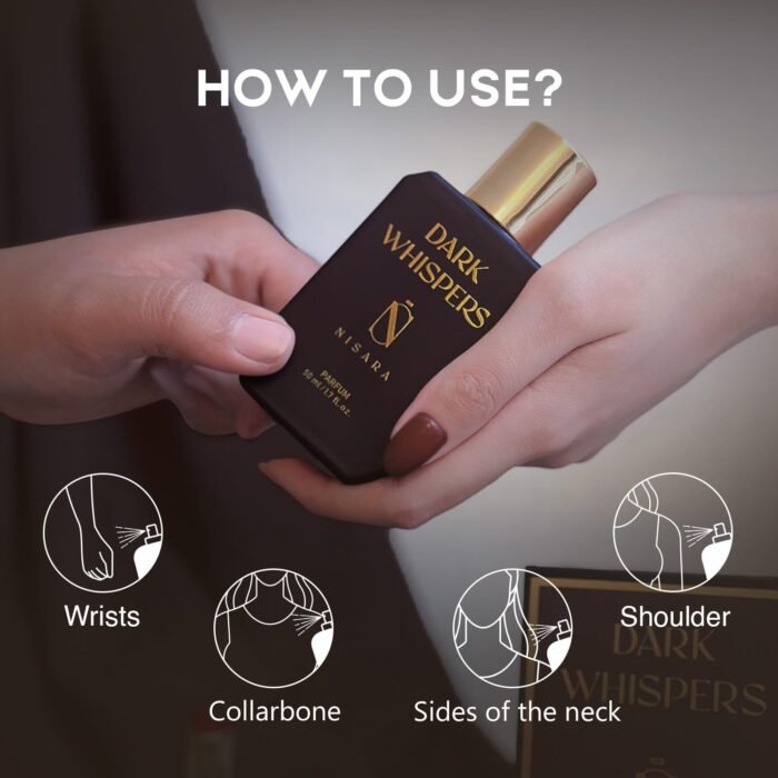 Nisara Dark Whispers 50ml Strong Unisex Parfum For Men and Woman | Unisex Long Lasting Parfum | Premium Perfume | parfum for Gift Amber Oud Musk notes| With Oud Wood, Raspberry, Saffron, Rose, Musk | EDP Scent for Men & Woman - Image 6