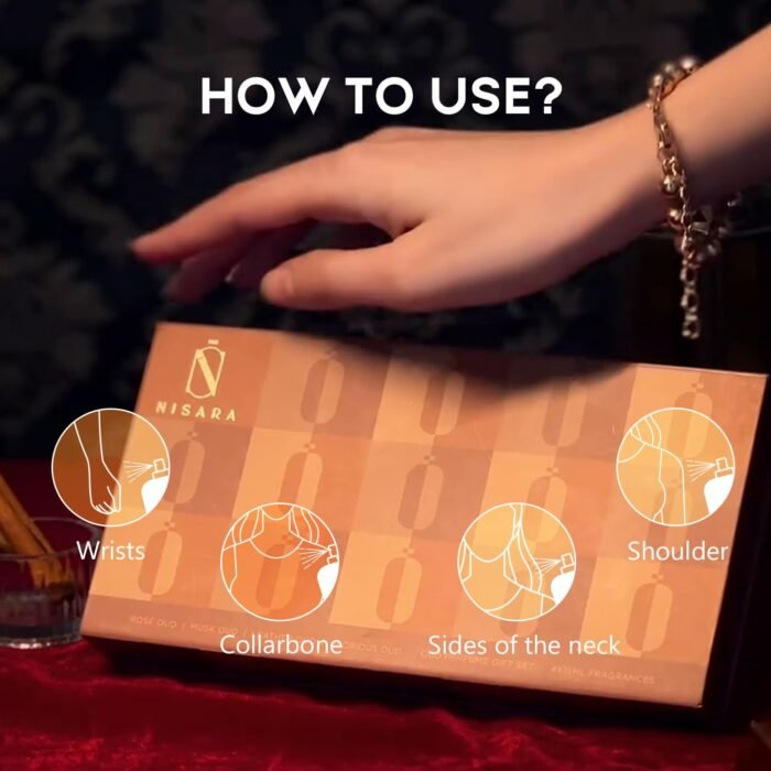 Nisara Long-Lasting Unisex Oud Gift Set 4x15ml(60ml) | Notes:- Rose, Musk, Leather, Woody Oud | Travel & Pocket-Friendly Perfume Kit for All Moods & Occasions | Perfect for Men, Him, Her Woman, Wife, Friend, Girlfriend, and Boyfriend - Image 6