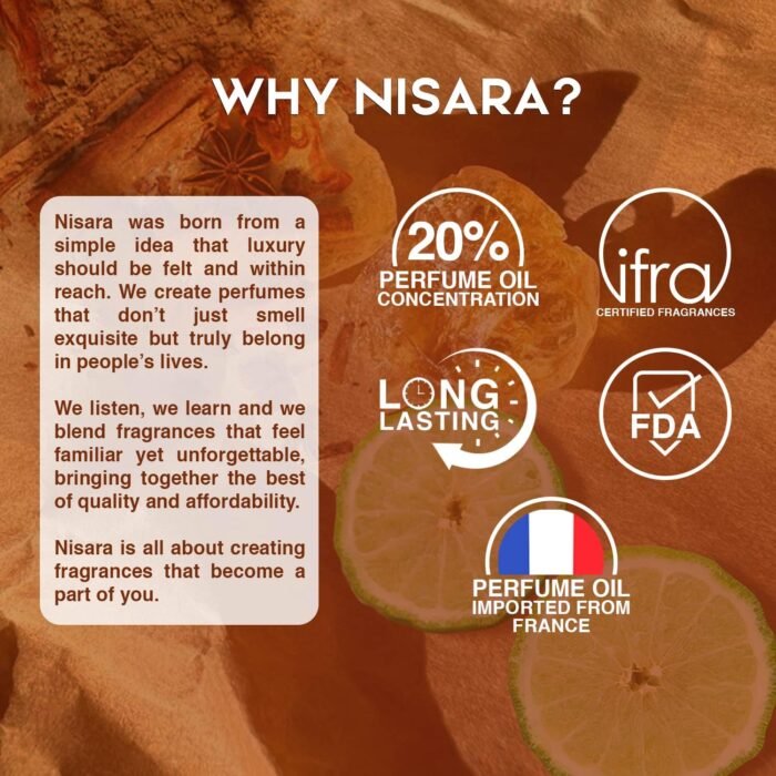 Nisara Musk Oud Eau de Parfum for Men 50ml | Long-Lasting Premium Perfume | Tobacco Woody Fragrance with Mandarin, Bergamot, Warm Spices ,Oud,Amber, Musk | Intense, Bold, Sophisticated | Fragrance for Him - Image 2
