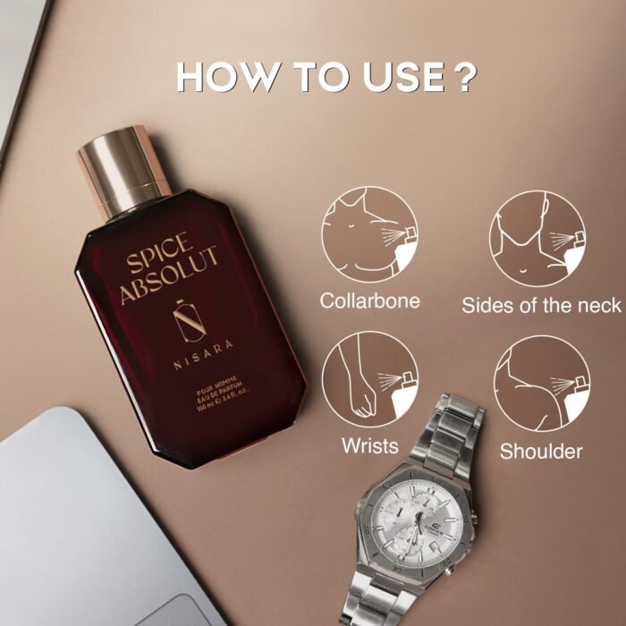 Nisara Spice Absolut Eau de Parfum for Men 100ml |Long-Lasting Premium Perfume| Spicy Woody Fragrance with Cardamome, Lavender, Cinnamon,Sandalwood & Musk Notes | Bold, Sophisticated Fragrance for Him - Image 6