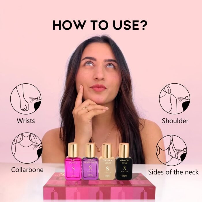 Nisara Women Eau De Parfum Gift Set 4x15 ml with Vanilla Rush,Midnight Tease,Miss Gorgeous,Girl Power Perfume| EDP Fragrance Scent - Image 6