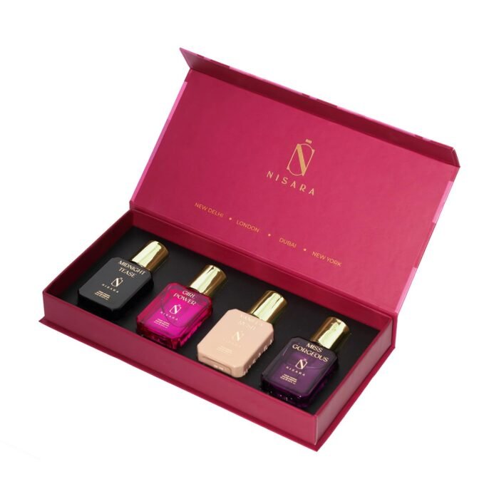 Nisara Women Eau De Parfum Gift Set 4x15 ml with Vanilla Rush,Midnight Tease,Miss Gorgeous,Girl Power Perfume| EDP Fragrance Scent - Image 7