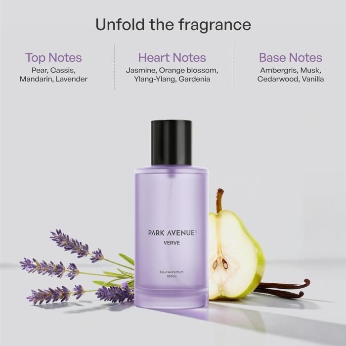 Park Avenue Verve EDP Women 100ml | Long Lasting Perfume for Woman | Pear, Lavender, Jasmine, Musk & Vanilla| Warm, Sweet, and Musky Fragrance - Image 4