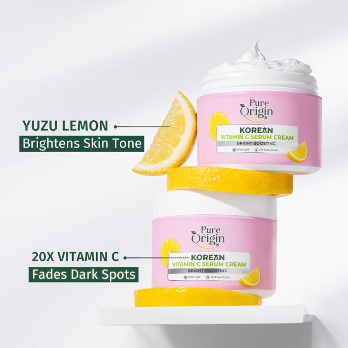 Pure Origin 10x Korean Vitamin C Brightening Serum Cream | Fades Dark Spots, Pigmentation & Dullness | Oil-free & Lightweight | With SPF 50 | All Skin Types | For Women & Men | 50g - Image 2