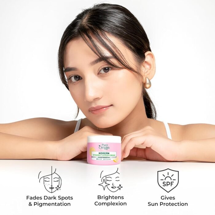 Pure Origin 10x Korean Vitamin C Brightening Serum Cream | Fades Dark Spots, Pigmentation & Dullness | Oil-free & Lightweight | With SPF 50 | All Skin Types | For Women & Men | 50g - Image 3