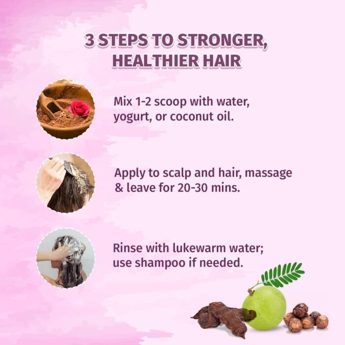 Pure Origin Amla Reetha Shikakai Hair Pack Powder (Pack of 2) | Natural Hair Cleanser | Reduces Hairfall & Nourishes Scalp | Boosts Shine | For All Hair Types | 200g - Image 3