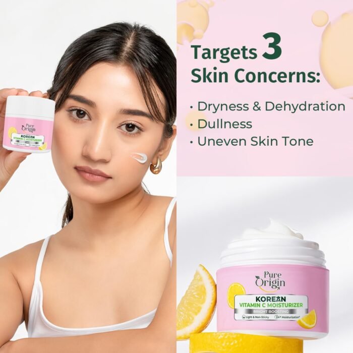 Pure Origin Korean Vitamin C Moisturizer | 24-Hour Moisturization | Light & Non-sticky | Brightens & Evens Skin | 100g - Image 3