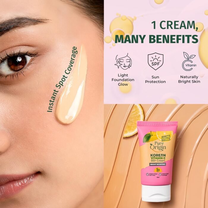 Pure Origin Korean Vitamin C Natural BB+ Cream | Instant Spot Coverage | Matte-finish | Long Lasting & Hydrating | Full Coverage for Daily Use | Light Make-Up Glow | For All Skin Types | 50g - Image 5