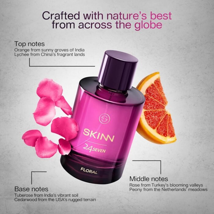 Skinn By Titan | 24Seven Floral Perfume - 100 Ml | Perfume For Woman | Gift for Women | Premium Fragrance | Grooming Essentials | Long Lasting Smell for Women | Eau De Parfum - Image 4