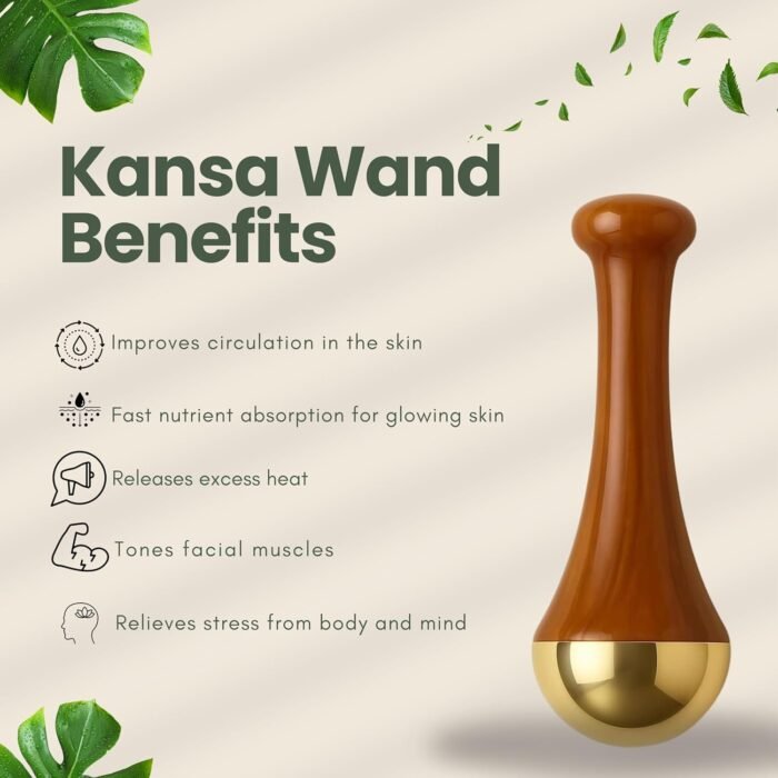 Soulvinee Kansa Wand Face, Body & Foot Massager Foot Massager With Wooden Handle For Detoxification And Deep Relaxation (BRONZE SIZE: 4.5 CM) - Image 2