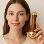 Soulvinee Kansa Wand Massager 2In1 Bronze Cap Traditional Design Face/Foot/Body&Marma Massage Tool Teak Wood Handle Natural (Small&Marma) 1 pcs (2 in 1) - Image 3