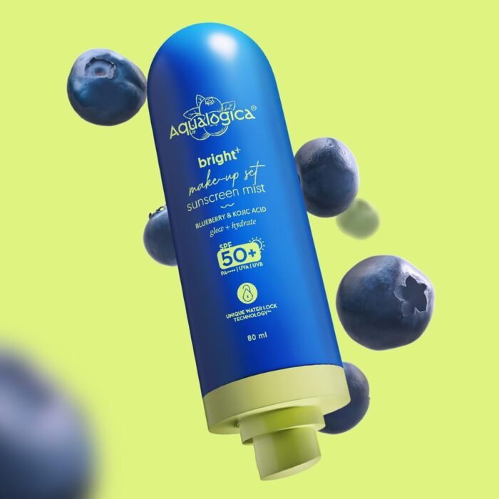 Aqualogica Bright+ Makeup-Set Sunscreen Mist SPF 50+ PA++++ with Blueberry & Kojic Acid | Ultra-Fine Mist for Easy Application over Makeup | Quick Drying | Sets Make-Up | No White Cast | Easy Reapplication | Hydrates & Refreshes | 80 ml - Image 2