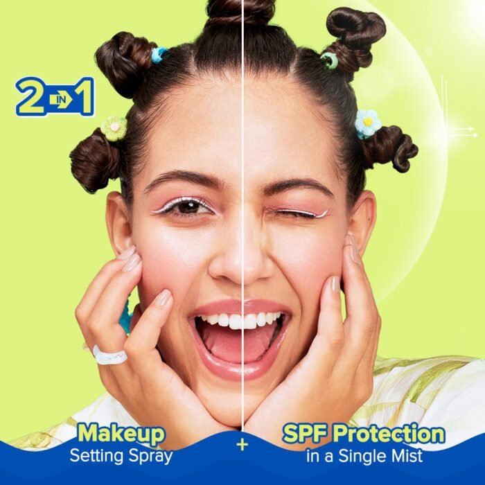 Aqualogica Bright+ Makeup-Set Sunscreen Mist SPF 50+ PA++++ with Blueberry & Kojic Acid | Ultra-Fine Mist for Easy Application over Makeup | Quick Drying | Sets Make-Up | No White Cast | Easy Reapplication | Hydrates & Refreshes | 80 ml - Image 3