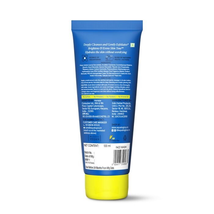 Aqualogica Bright+ Smoothie Face Wash | Brightening Face Wash for Glowing Skin | Deep Cleansing & Gentle Exfoliation | With Blueberry, Kojic Acid, AHAs & BHAs | For All Skin Types | For Men & Women | 100 ml - Image 7