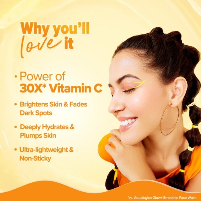 Aqualogica Glow+ 30X* Vitamin C Hydrating Essence Serum- 50ml | Brightens Skin I Power of 30X* Vitamin C I Lightweight & Non-sticky | For Men and Women - Image 3