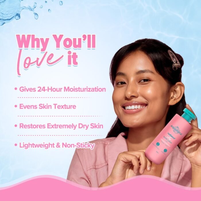 Aqualogica Radiance+ Silky Body Lotion-200ml|Long Lasting Intensive deep 24H Moisturization|With Watermelon & Niacinamide|Non Greasy & Healthy Radiant Skin|Daily moisturiser for Dry and Rough Skin - Image 3