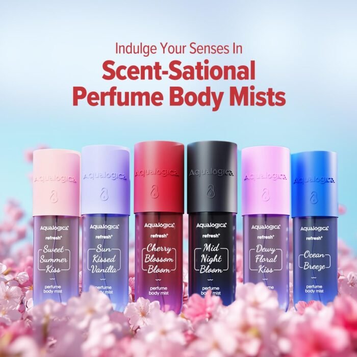 Aqualogica Refresh+ Cherry Blossom Bloom Perfume Body Mist with Zemea and Hyaluronic Acid - 150 ml | Sweet Floral & Fruity Notes of Pear & Jasmine | Long-Lasting Fragrance | Hydrating & Non-Irritating - Image 7